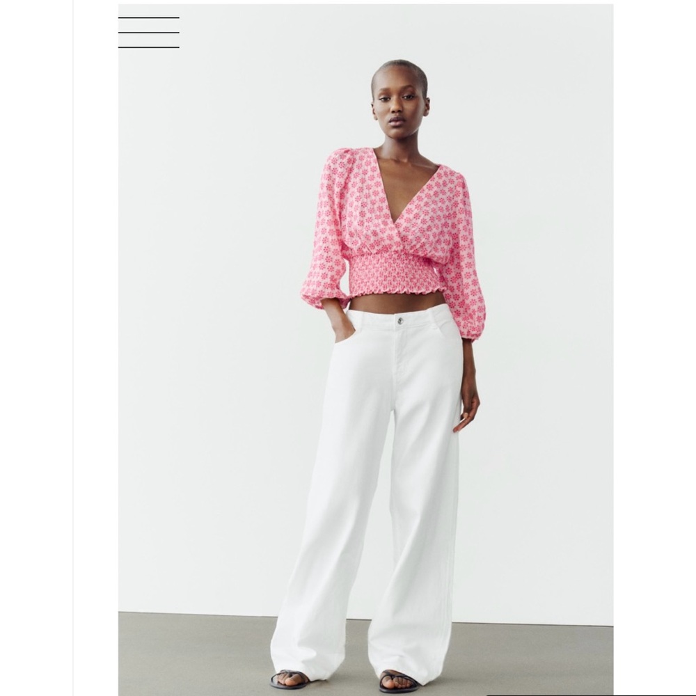 Zara Pink Patterned Wrap Top